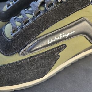Salvatore Ferragamo Black and Olive Sneakers